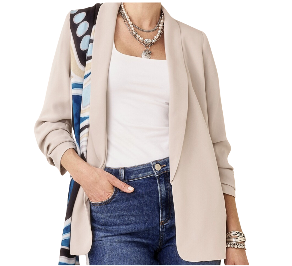Ruched Sleeve Blazer